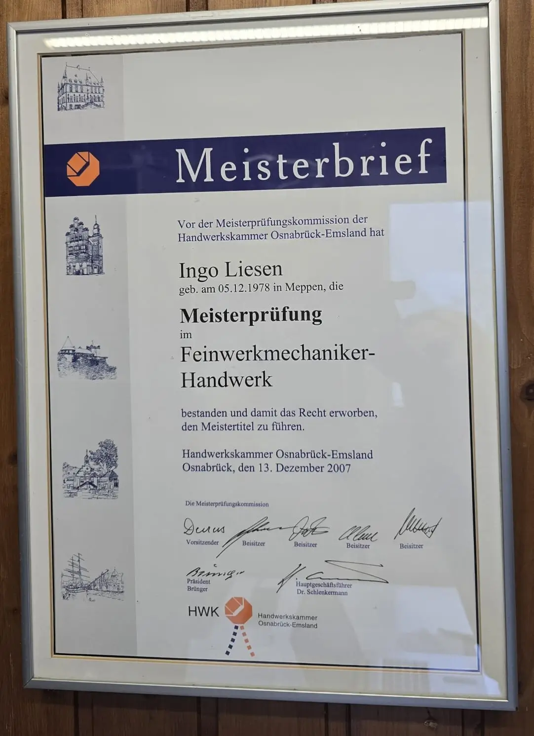 Meisterbrief Feinwerkmechaniker